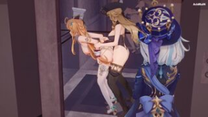 Escoffier x Navia Futa sex video (Genshin impact) 爱可菲 x 娜维娅 - ﻿3D animation on Crohasit